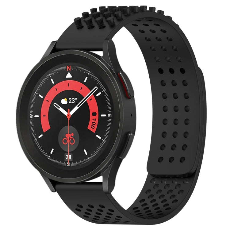 For Samsung Galaxy Watch 5 Pro  45mm 20mm Holes Breathable 3D Dots Silicone Watch Band(Black)