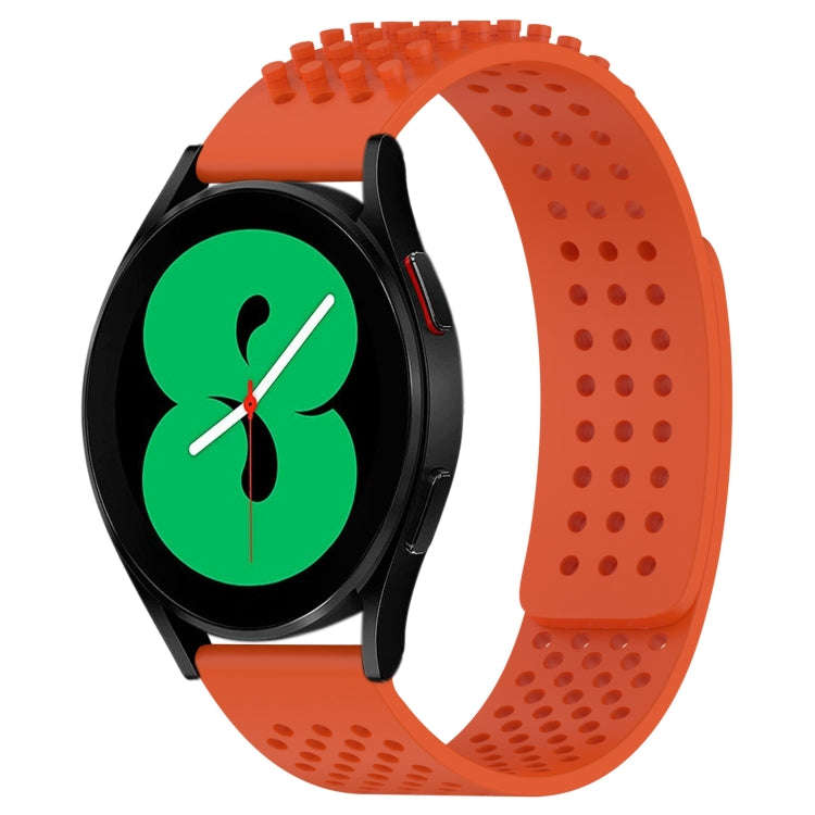 For Samsung Galaxy Watch 4 44mm 20mm Holes Breathable 3D Dots Silicone Watch Band(Orange)