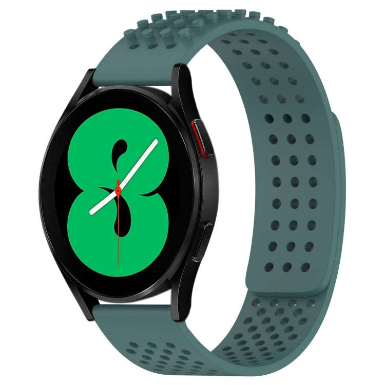 For Samsung Galaxy Watch 4 44mm 20mm Holes Breathable 3D Dots Silicone Watch Band(Olive Green)
