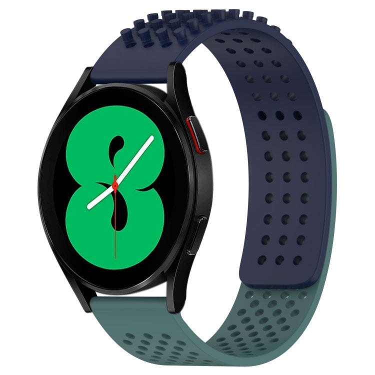 For Samsung Galaxy Watch 4 44mm 20mm Holes Breathable 3D Dots Silicone Watch Band(Midnight Blue+O...