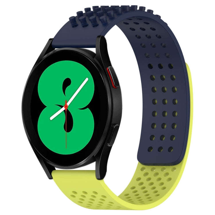 For Samsung Galaxy Watch 4 44mm 20mm Holes Breathable 3D Dots Silicone Watch Band(Midnight Blue+L...