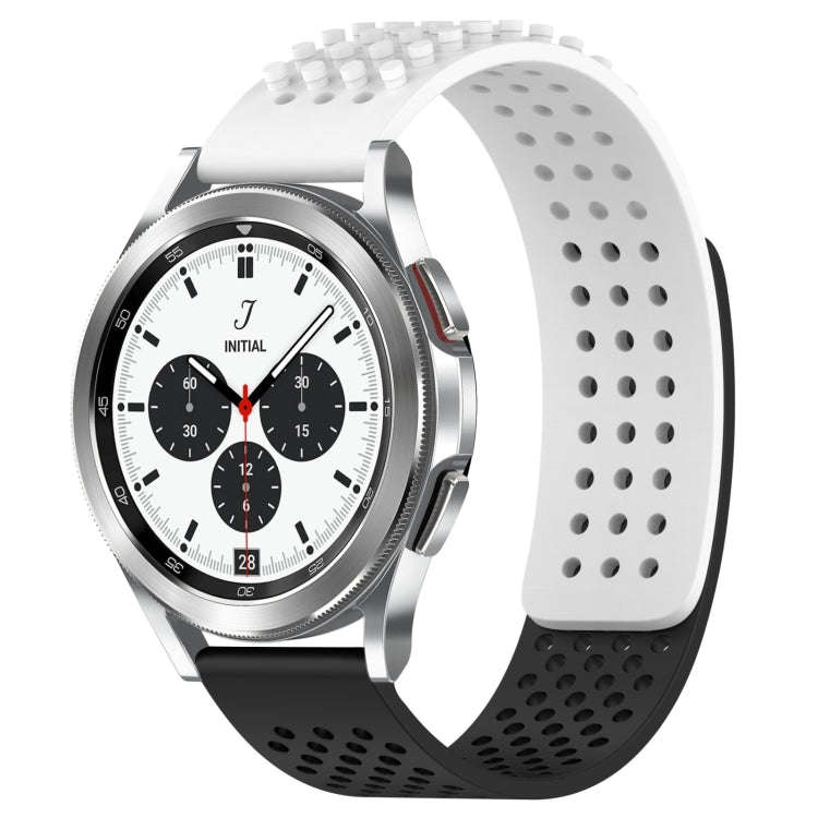 For Samsung  Galaxy Watch 4 Classic 42mm 20mm Holes Breathable 3D Dots Silicone Watch Band(White+...