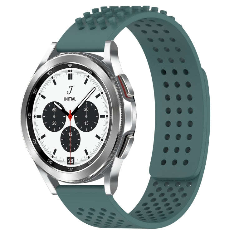 For Samsung  Galaxy Watch 4 Classic 42mm 20mm Holes Breathable 3D Dots Silicone Watch Band(Olive ...