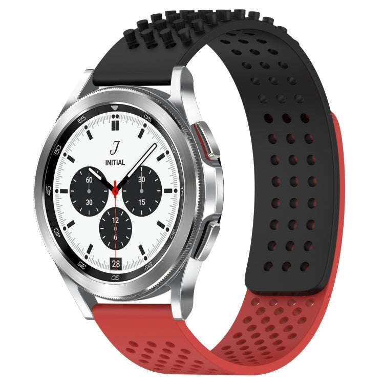 For Samsung  Galaxy Watch 4 Classic 42mm 20mm Holes Breathable 3D Dots Silicone Watch Band(Black+...