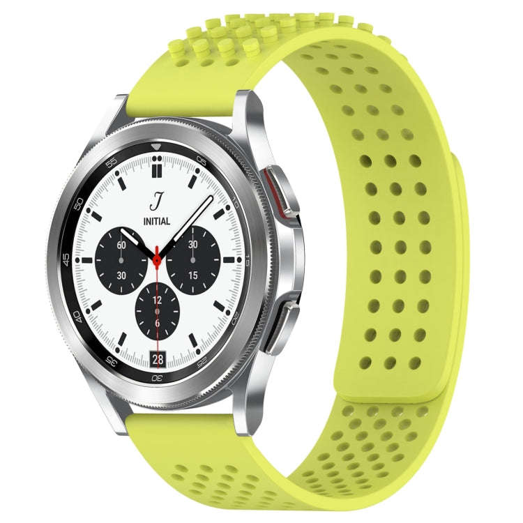 For Samsung  Galaxy Watch 4 Classic 42mm 20mm Holes Breathable 3D Dots Silicone Watch Band(Lime G...