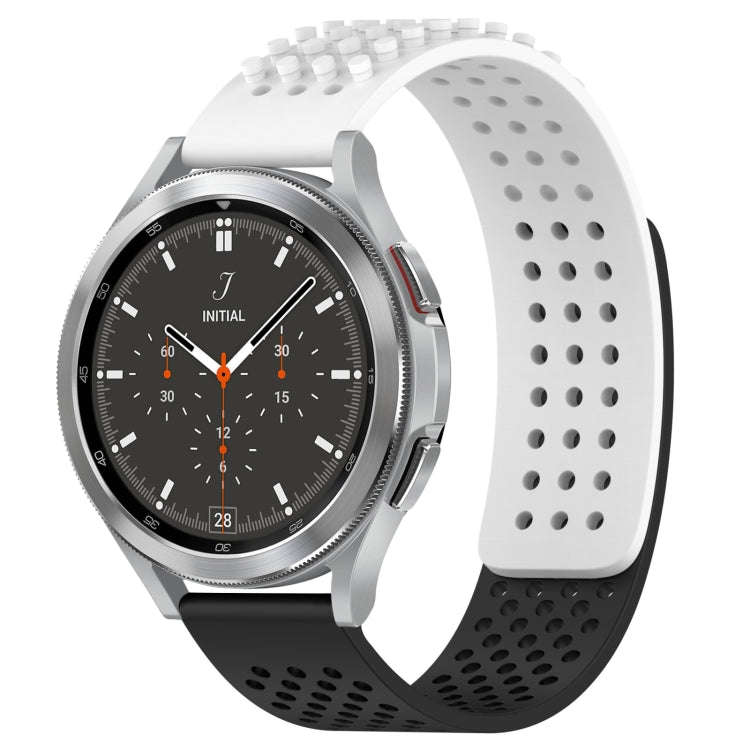 For Samsung  Galaxy Watch 4 Classic 46mm 20mm Holes Breathable 3D Dots Silicone Watch Band(White+...