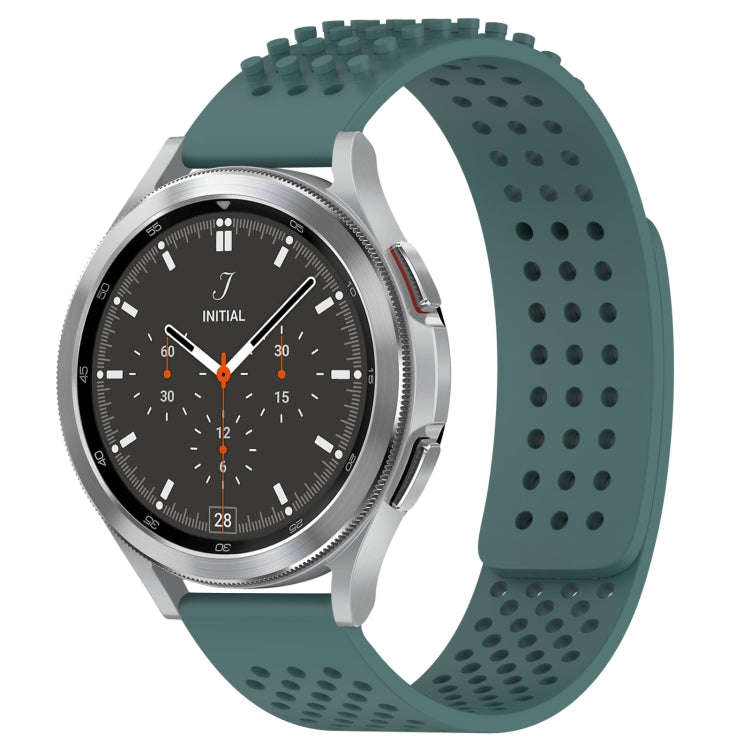 For Samsung  Galaxy Watch 4 Classic 46mm 20mm Holes Breathable 3D Dots Silicone Watch Band(Olive ...