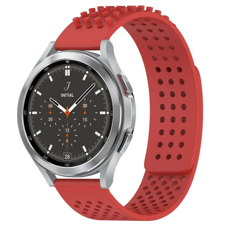 For Samsung  Galaxy Watch 4 Classic 46mm 20mm Holes Breathable 3D Dots Silicone Watch Band(Red)