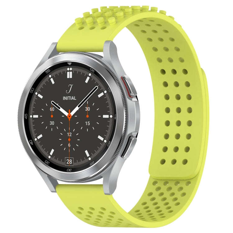 For Samsung  Galaxy Watch 4 Classic 46mm 20mm Holes Breathable 3D Dots Silicone Watch Band(Lime G...