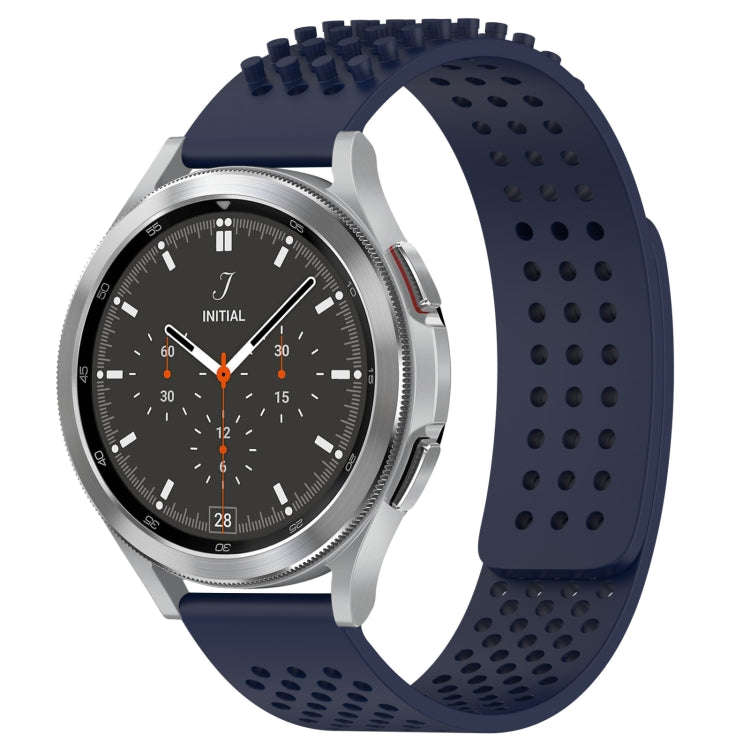 For Samsung  Galaxy Watch 4 Classic 46mm 20mm Holes Breathable 3D Dots Silicone Watch Band(Midnig...
