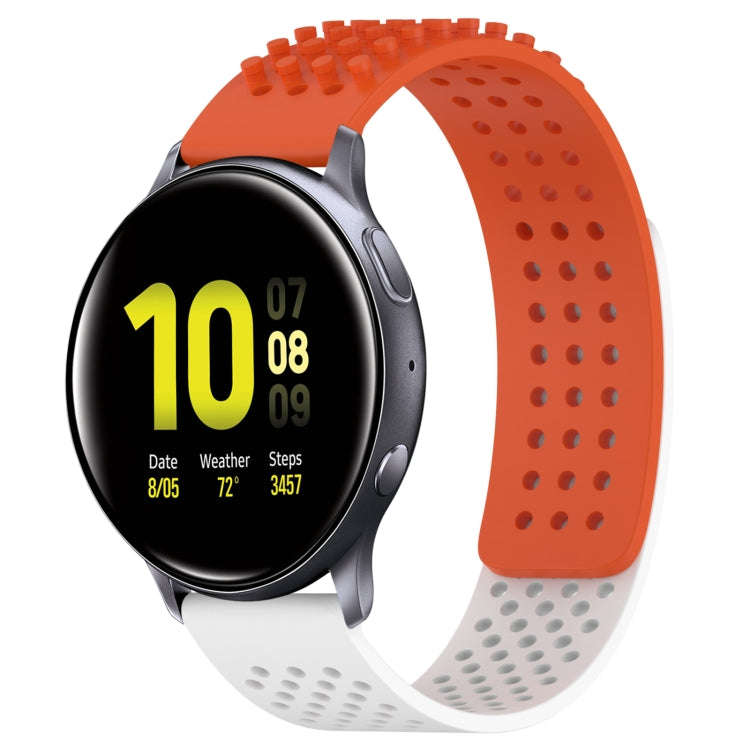 For Samsung Galaxy Watch Active 2 40mm 20mm Holes Breathable 3D Dots Silicone Watch Band(Orange+W...