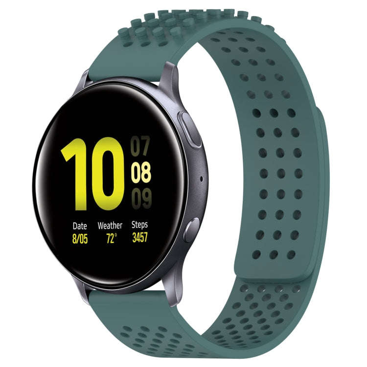 For Samsung Galaxy Watch Active 2 40mm 20mm Holes Breathable 3D Dots Silicone Watch Band(Olive Gr...