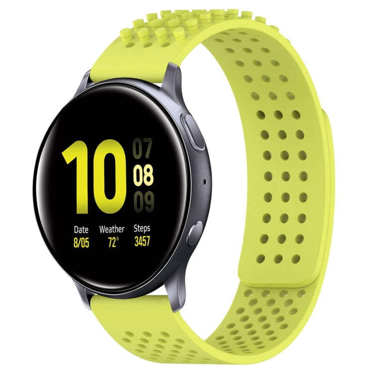 For Samsung Galaxy Watch Active 2 44mm 20mm Holes Breathable 3D Dots Silicone Watch Band(Lime Green)
