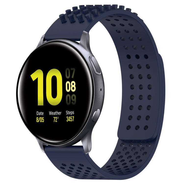 For Samsung Galaxy Watch Active 2 44mm 20mm Holes Breathable 3D Dots Silicone Watch Band(Midnight...