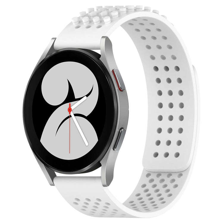 For Samsung Galaxy Watch 4 40mm 20mm Holes Breathable 3D Dots Silicone Watch Band(White)