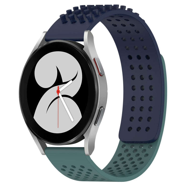 For Samsung Galaxy Watch 4 40mm 20mm Holes Breathable 3D Dots Silicone Watch Band(Midnight Blue+O...