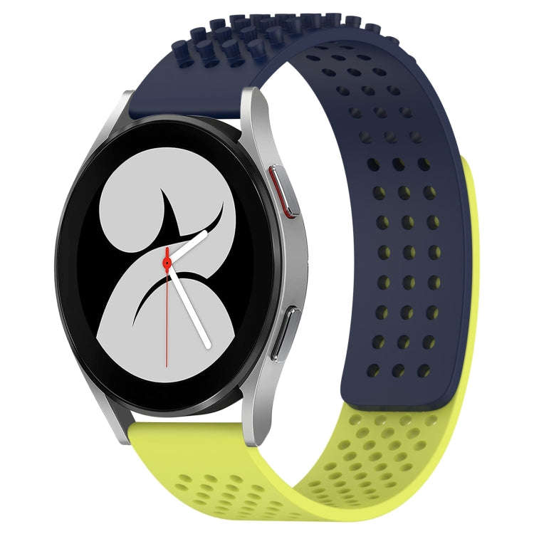 For Samsung Galaxy Watch 4 40mm 20mm Holes Breathable 3D Dots Silicone Watch Band(Midnight Blue+L...