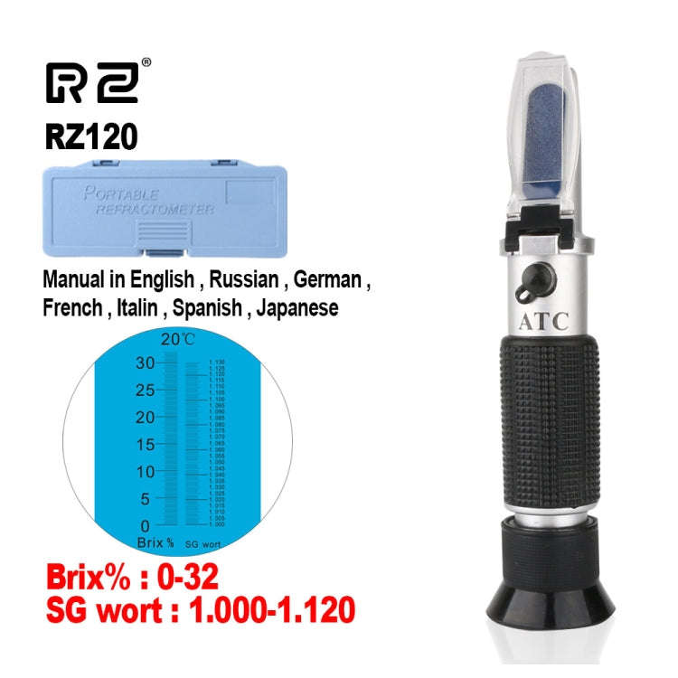 RZ120 Refractometer Beer Brix Wort Sugar Alcohol Specific Gravity Salinity Measurement Handheld T...