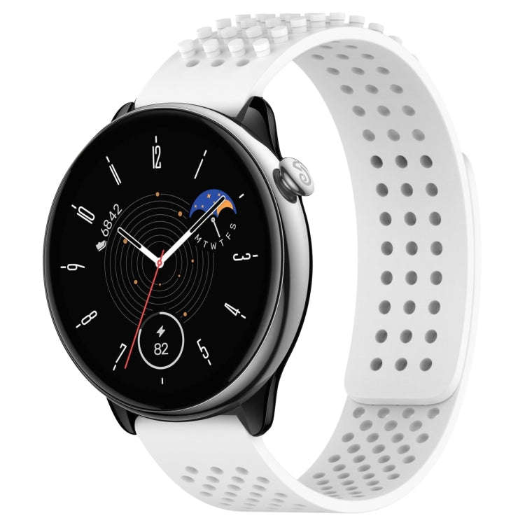 For Amazfit GTR Mini 20mm Holes Breathable 3D Dots Silicone Watch Band(White)