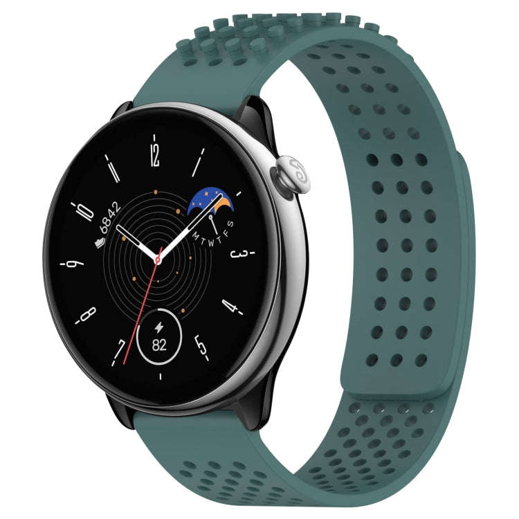 For Amazfit GTR Mini 20mm Holes Breathable 3D Dots Silicone Watch Band(Olive Green)