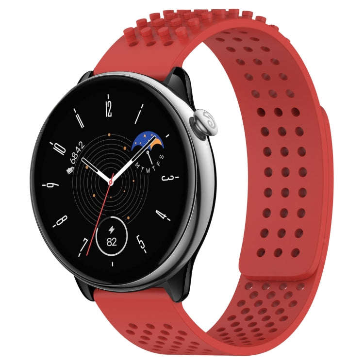 For Amazfit GTR Mini 20mm Holes Breathable 3D Dots Silicone Watch Band(Red)