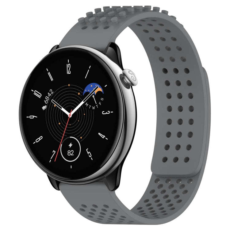 For Amazfit GTR Mini 20mm Holes Breathable 3D Dots Silicone Watch Band(Grey)