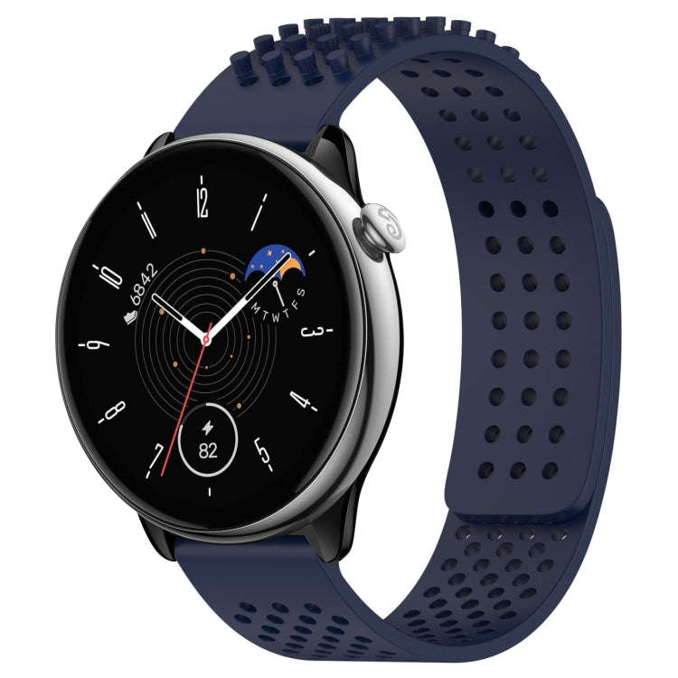 For Amazfit GTR Mini 20mm Holes Breathable 3D Dots Silicone Watch Band(Midnight Blue)