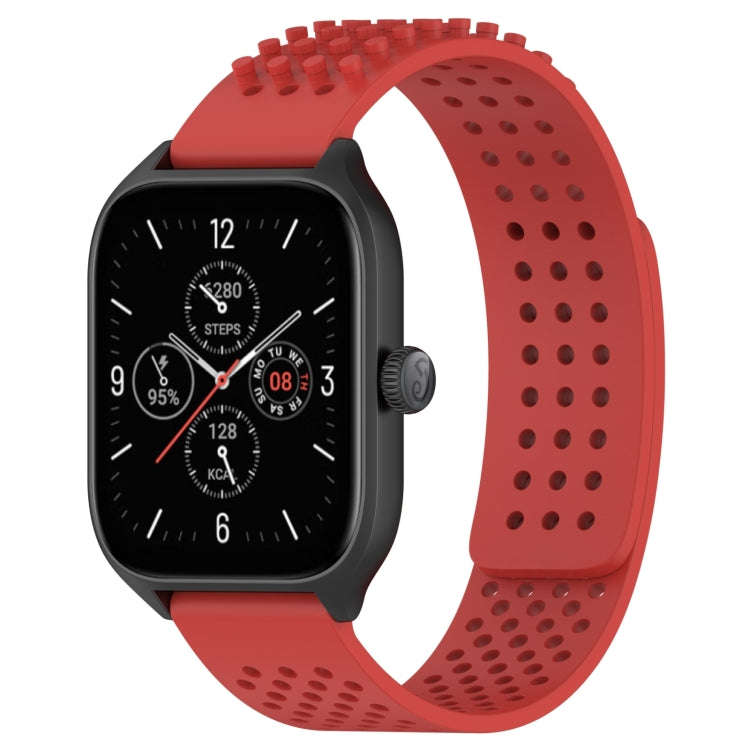 For Amazfit GTS 4 20mm Holes Breathable 3D Dots Silicone Watch Band(Red)