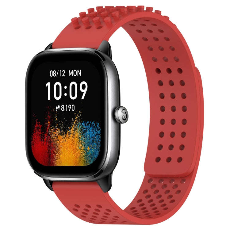 For Amazfit GTS 4 Mini 20mm Holes Breathable 3D Dots Silicone Watch Band(Red)