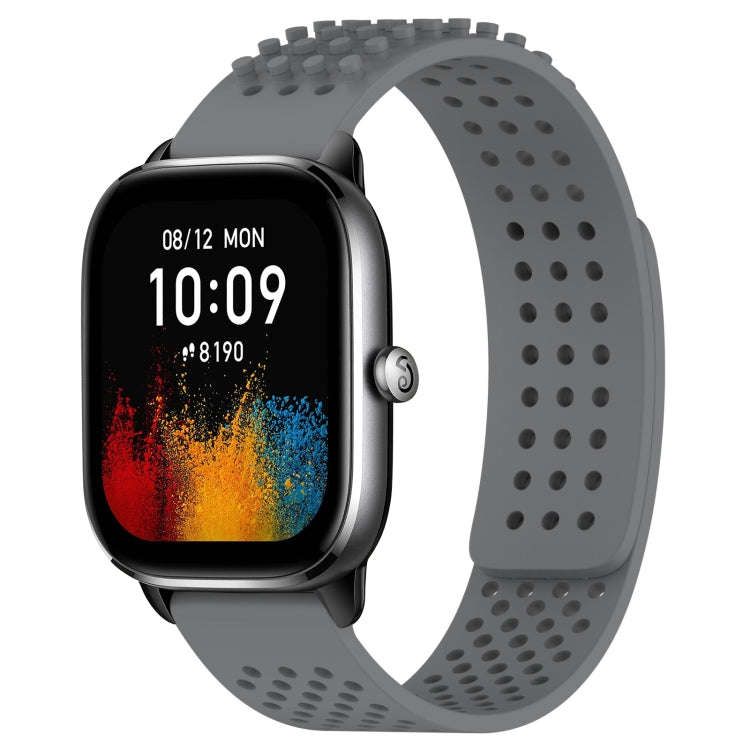 For Amazfit GTS 4 Mini 20mm Holes Breathable 3D Dots Silicone Watch Band(Grey)