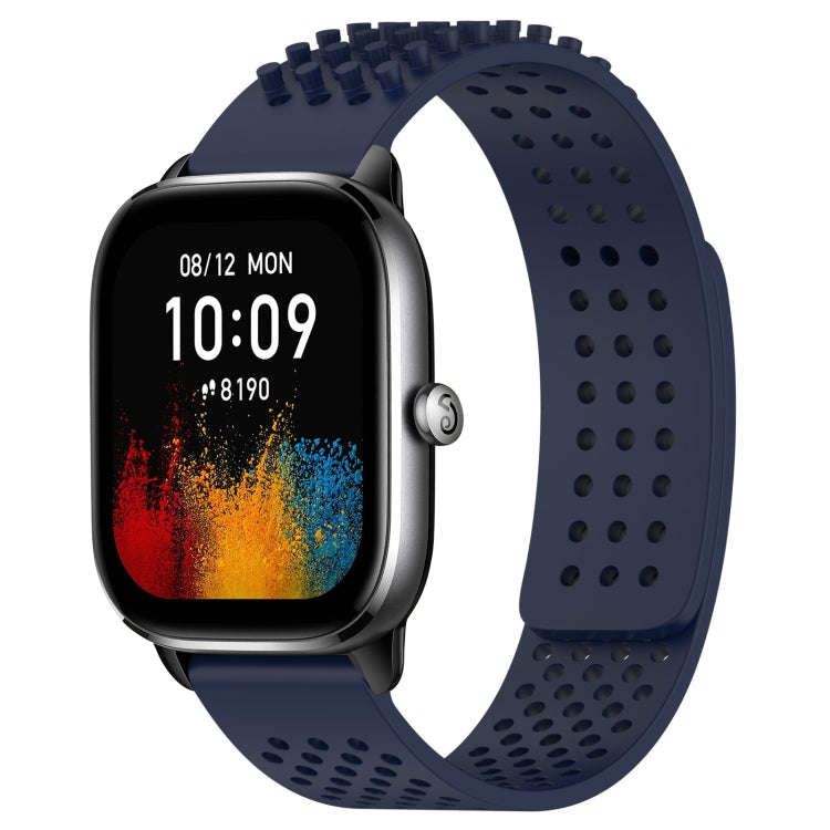 For Amazfit GTS 4 Mini 20mm Holes Breathable 3D Dots Silicone Watch Band(Midnight Blue)