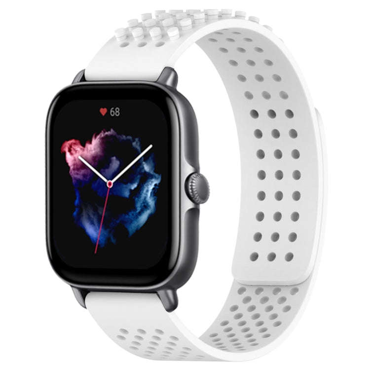 For Amazfit GTS 3 20mm Holes Breathable 3D Dots Silicone Watch Band(White)
