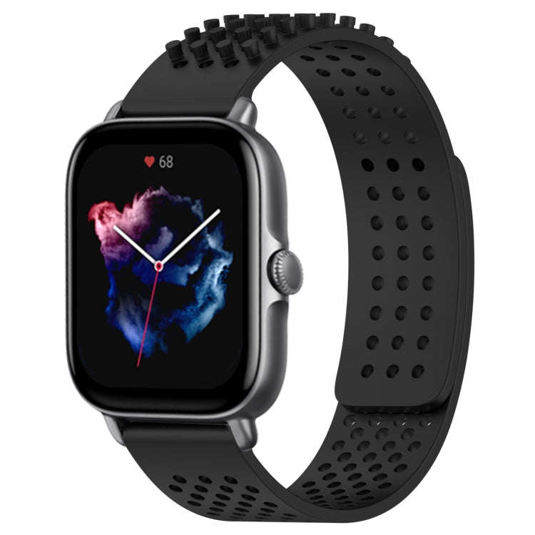 For Amazfit GTS 3 20mm Holes Breathable 3D Dots Silicone Watch Band(Black)