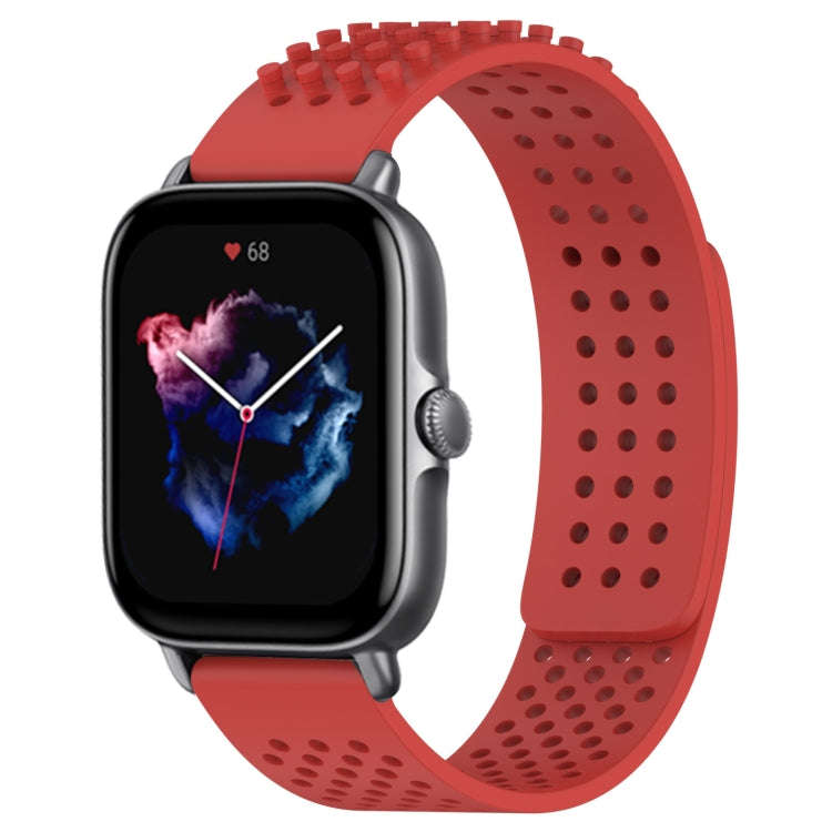 For Amazfit GTS 3 20mm Holes Breathable 3D Dots Silicone Watch Band(Red)