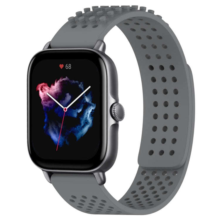 For Amazfit GTS 3 20mm Holes Breathable 3D Dots Silicone Watch Band(Grey)