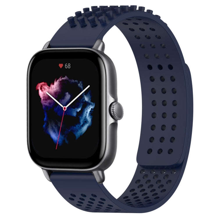 For Amazfit GTS 3 20mm Holes Breathable 3D Dots Silicone Watch Band(Midnight Blue)