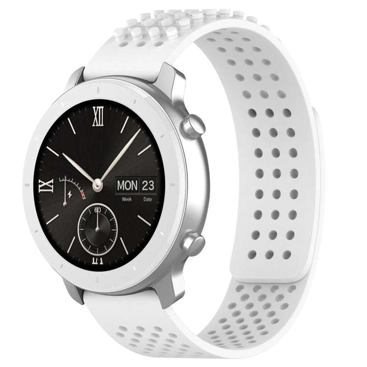 For Amazfit Pop 20mm Holes Breathable 3D Dots Silicone Watch Band(White)