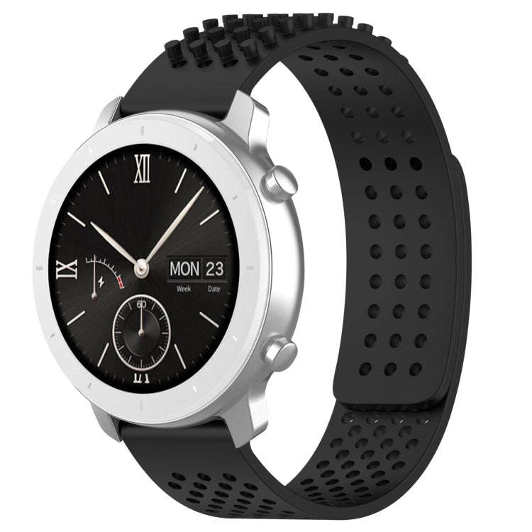 For Amazfit Pop 20mm Holes Breathable 3D Dots Silicone Watch Band(Black)