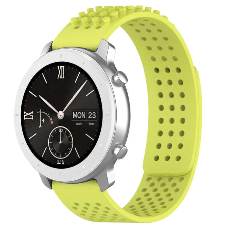 For Amazfit Pop 20mm Holes Breathable 3D Dots Silicone Watch Band(Lime Green)