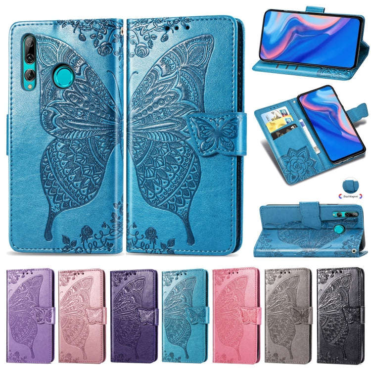 Butterfly Love Flowers Embossing Horizontal Flip Leather Case for Huawei Y9 Prime (2019), with Ho...