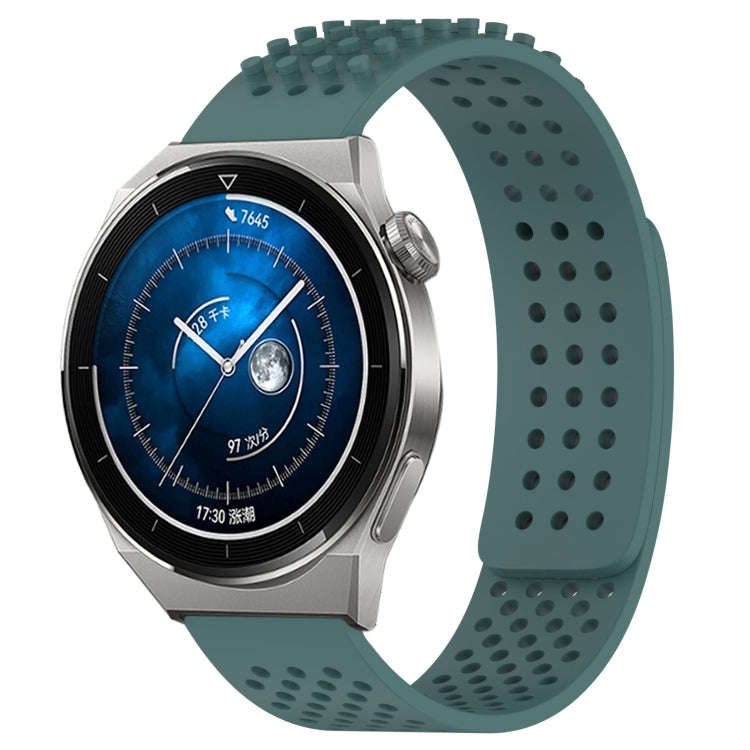 For Huawei Watch GT3 Pro 43mm 20mm Holes Breathable 3D Dots Silicone Watch Band(Olive Green)