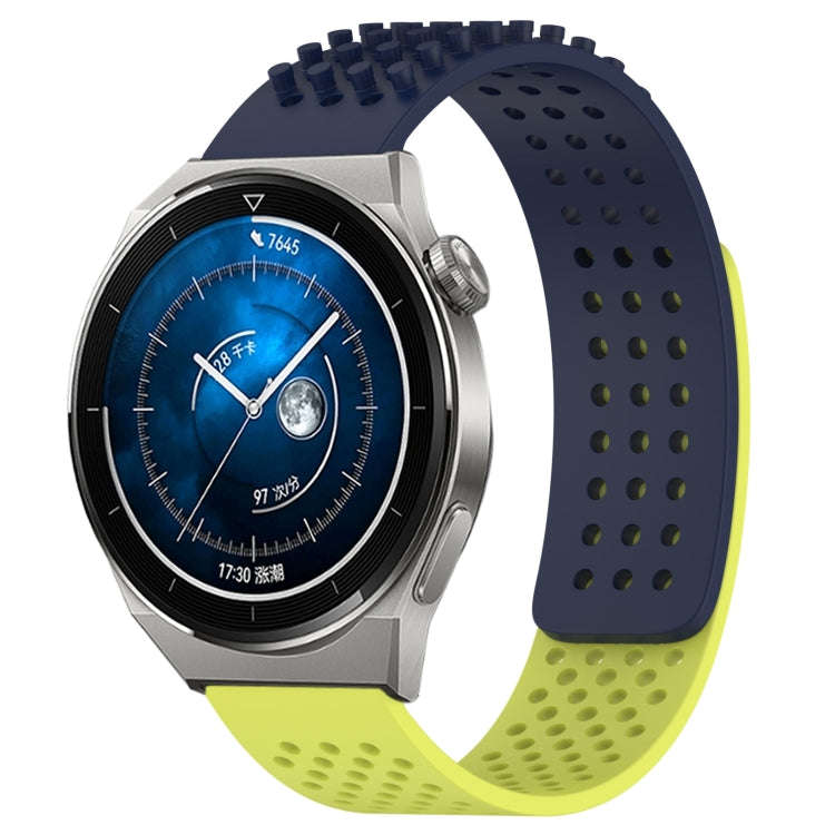 For Huawei Watch GT3 Pro 43mm 20mm Holes Breathable 3D Dots Silicone Watch Band(Midnight Blue+Lim...