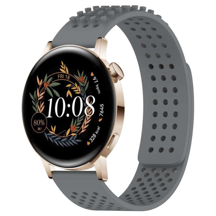 For Huawei Watch GT3 42mm 20mm Holes Breathable 3D Dots Silicone Watch Band(Grey)