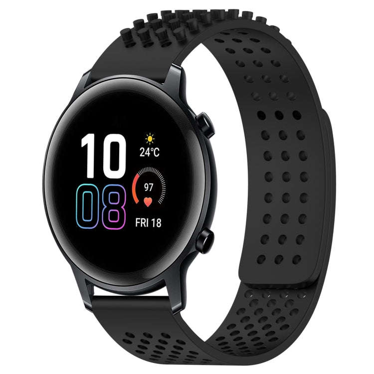 For Honor MagicWatch2 42mm 20mm Holes Breathable 3D Dots Silicone Watch Band(Black)