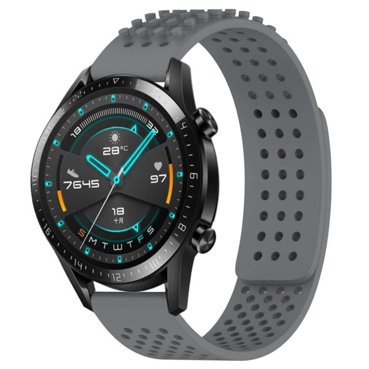 For Huawei Watch GT2 42mm 20mm Holes Breathable 3D Dots Silicone Watch Band(Grey)