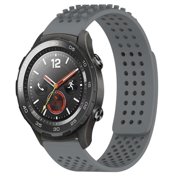 For Huawei Watch 2 20mm Holes Breathable 3D Dots Silicone Watch Band(Grey)