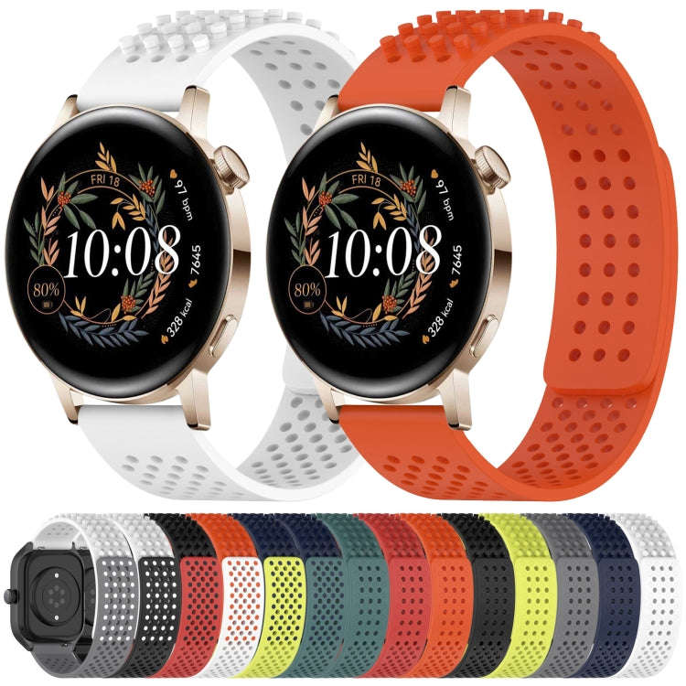 For Huawei Watch 2 20mm Holes Breathable 3D Dots Silicone Watch Band(Midnight Blue)