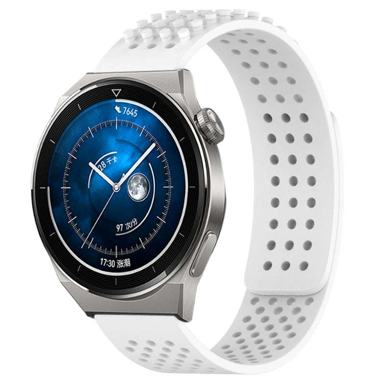 For Huawei Watch GT3 Pro 46mm 22mm Holes Breathable 3D Dots Silicone Watch Band(White)