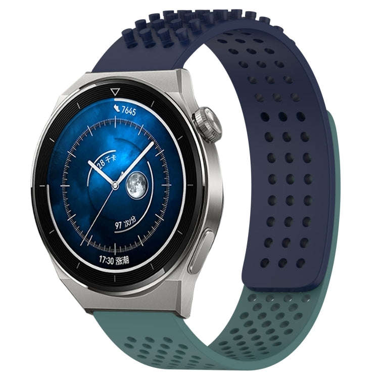 For Huawei Watch GT3 Pro 46mm 22mm Holes Breathable 3D Dots Silicone Watch Band(Midnight Blue+Oli...
