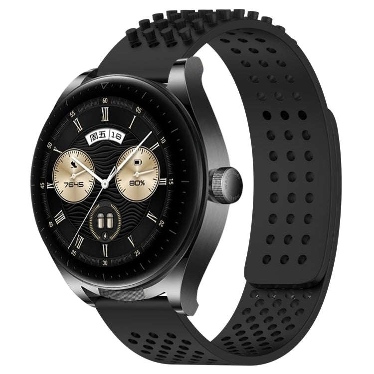 For Huawei Watch Buds 22mm Holes Breathable 3D Dots Silicone Watch Band(Black)